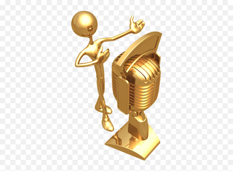 Microphone Clip Art - Trophy Mic Clipart Png 600x600 Png Emoji,Gold Microphone Png