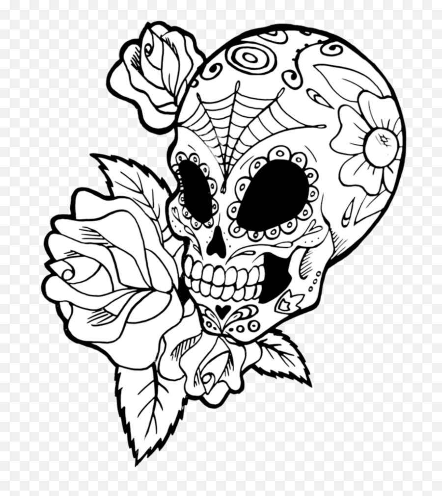 Mindfulness Drawing Sugar Skull - Mexican Skull Drawings Drawing Sugar Skulls With Flowers Emoji,Sugar Skull Clipart