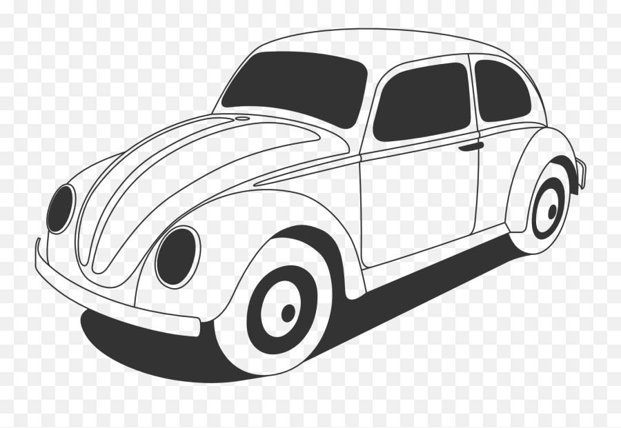 Car Black And White Retro Car Clipart - Volkswagen Beetle Clipart Emoji,Car Clipart Black And White