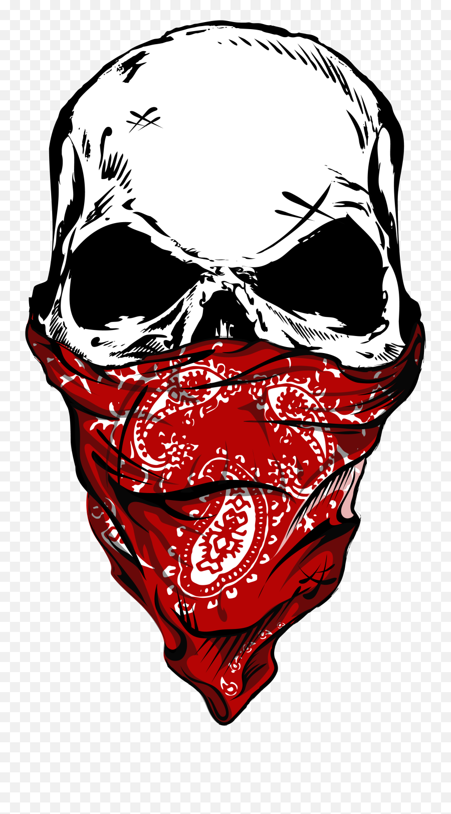 Download Skull With Bandana Drawing - Bandana Skull Emoji,Red Bandana Png