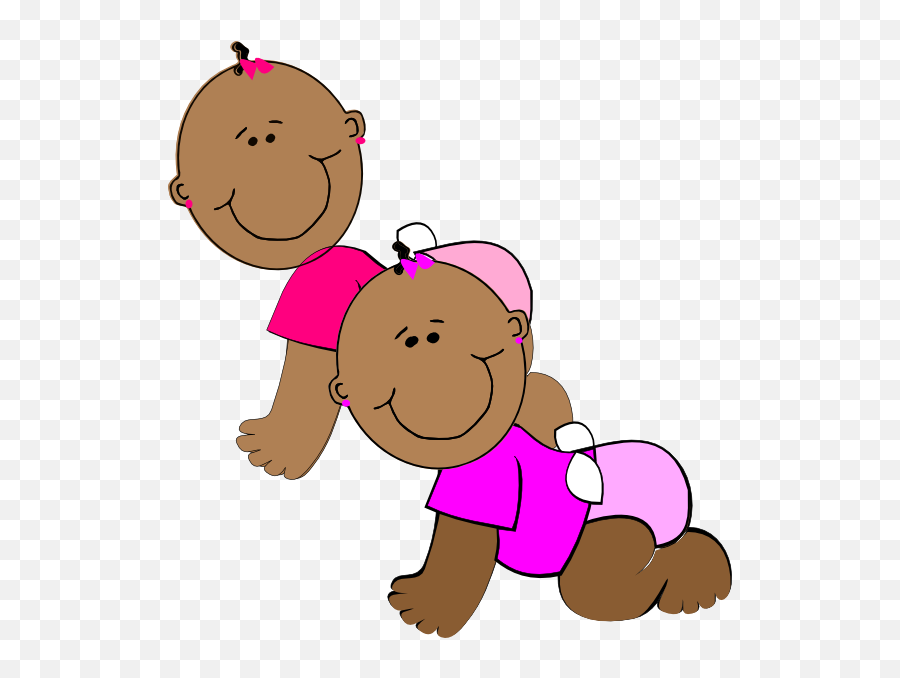Twin Girls Clip Art At Clker - Twin Babies Clip Art Emoji,Twins Clipart