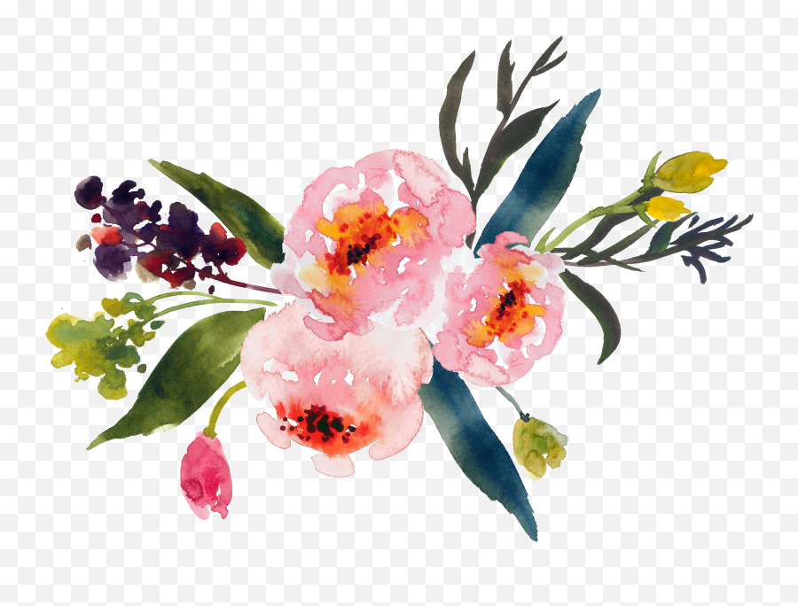 Library Of Watercolor Flower Bouquet - Transparent Spring Flowers Watercolor Emoji,Watercolor Clipart