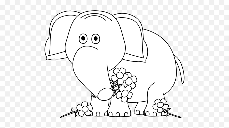 Black And White Valentineu0027s Day Elephant Clip Art - Black Emoji,Cute Elephant Clipart