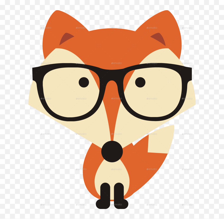 Download Glasses Clipart Fox - Cartoon Fox With Glasses Emoji,Hipster Glasses Clipart