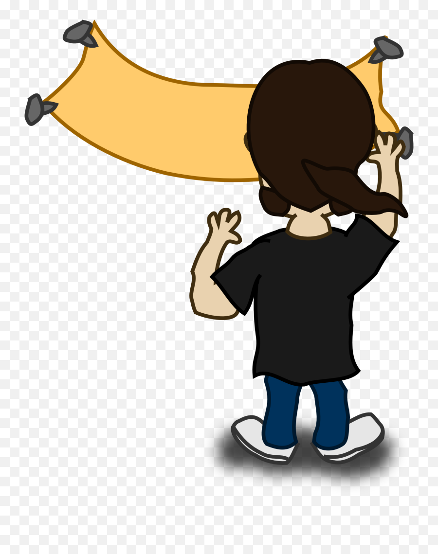 Cartoon Character With Blank Banner - Cartoon Boy Back Side Png Emoji,Blank Banner Png