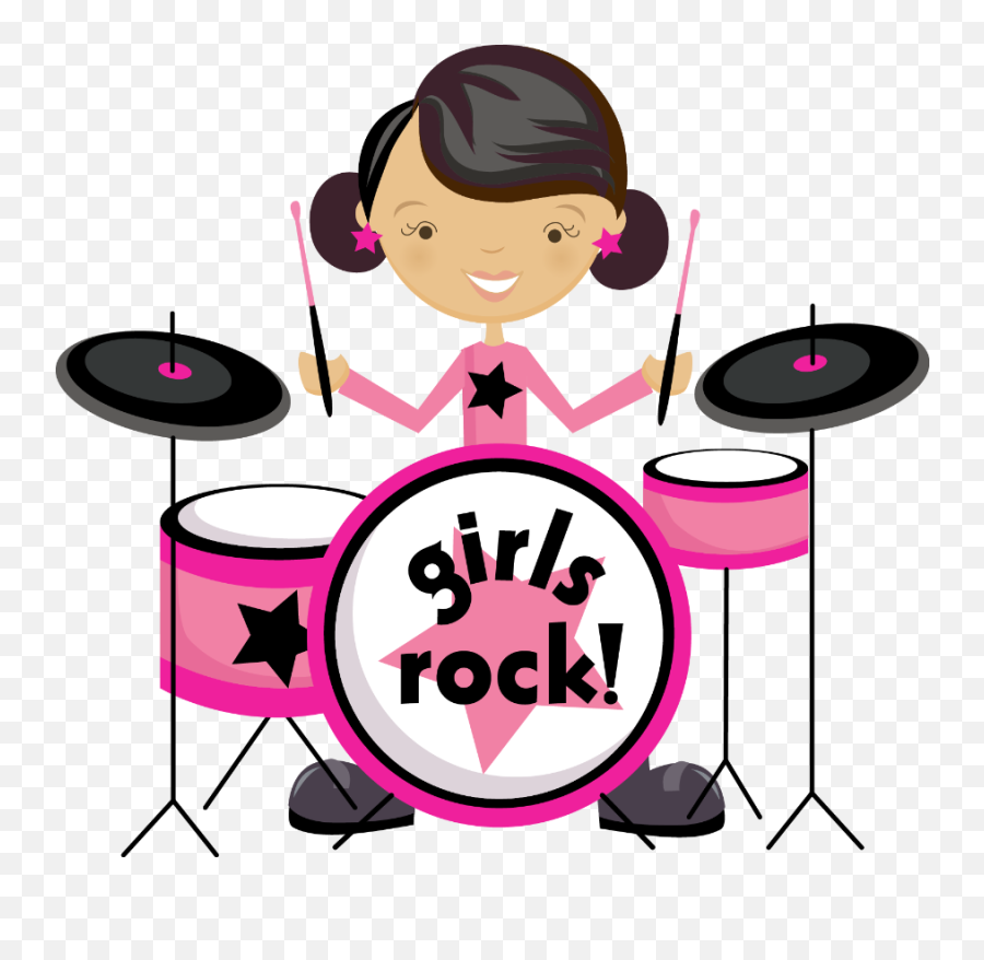 Girl Rock Star Clipart Transparent - Drummer Girl Clipart Emoji,Rockstar Clipart