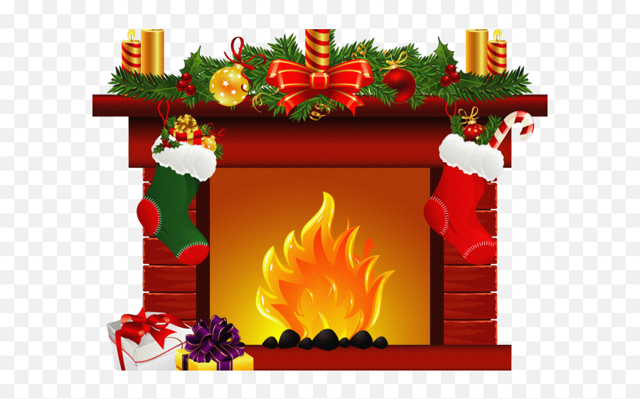 Fireplace Christmas Scene Clipart - Fireplace Christmas Scene Clipart Emoji,Christmas Scene Clipart
