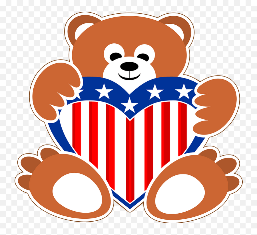 Teddy Bear Holding Usa Heart Clipart - Makiminato Branch Emoji,Usa Clipart