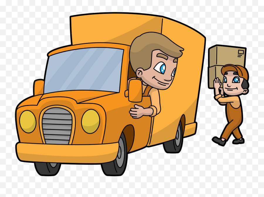 Cartoon Delivery Truck And Workers - Alt Attribute Clipart Emoji,Delivery Clipart