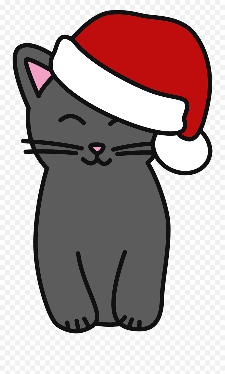 Cartoon Cat In Santa Hat Clipart Free Download Transparent - Clipart Of Cat With Christmas Hat Emoji,Santa Hat Clipart