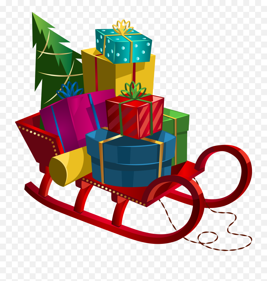 Christmas Sleigh With Gifts Png Clip - Christmas Gifts Png Clipart Emoji,Christmas Present Clipart