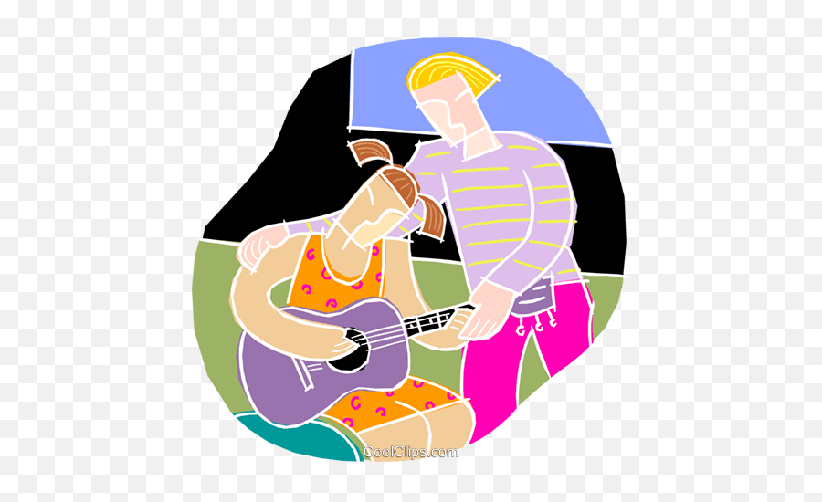Chalk Style Learning To Play The Guitar Royalty Free Vector Emoji,To Play Clipart