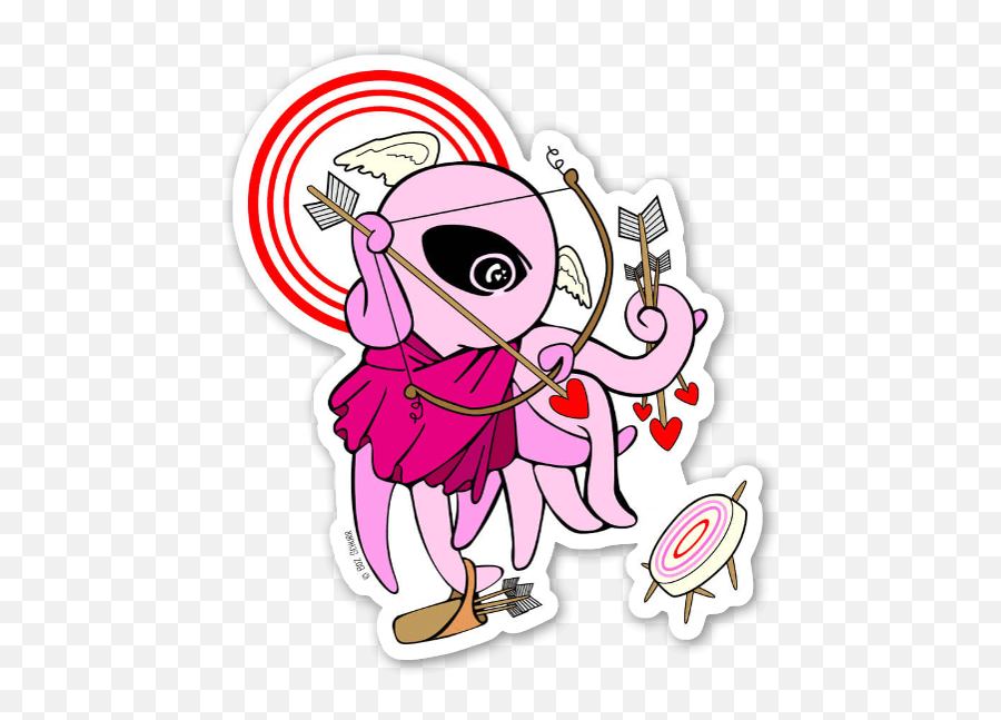 Die Cut Red Cupid Squid U2013 Stickerapp Shop Emoji,Slap Clipart