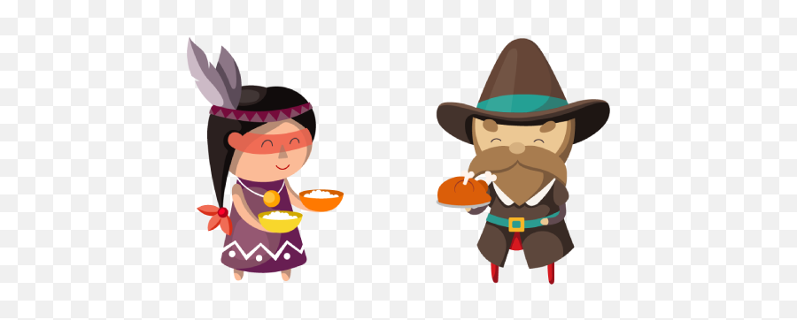 Thanksgiving Day Indian And Pilgrim Cursor U2013 Custom Cursor Emoji,Thanksgiving Hat Png