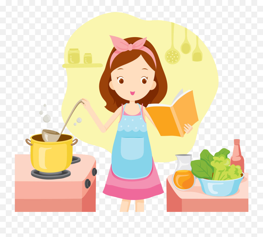 Cooking Girl Stock Woman Clip Art - Cooking Girl Clip Art Woman Cooking Clipart Emoji,Cooking Clipart