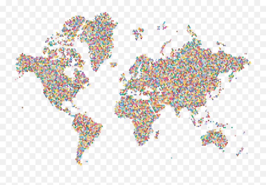 Clipart Prismatic Hexagonal World Map - High Resolution World Map Modern Emoji,World Transparent Background