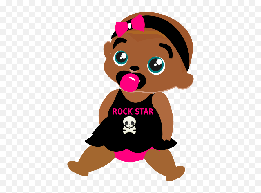 Rock Star Clip Art At Vector Clip Art - Black Baby Cartoon Girl Png Emoji,Rockstar Clipart