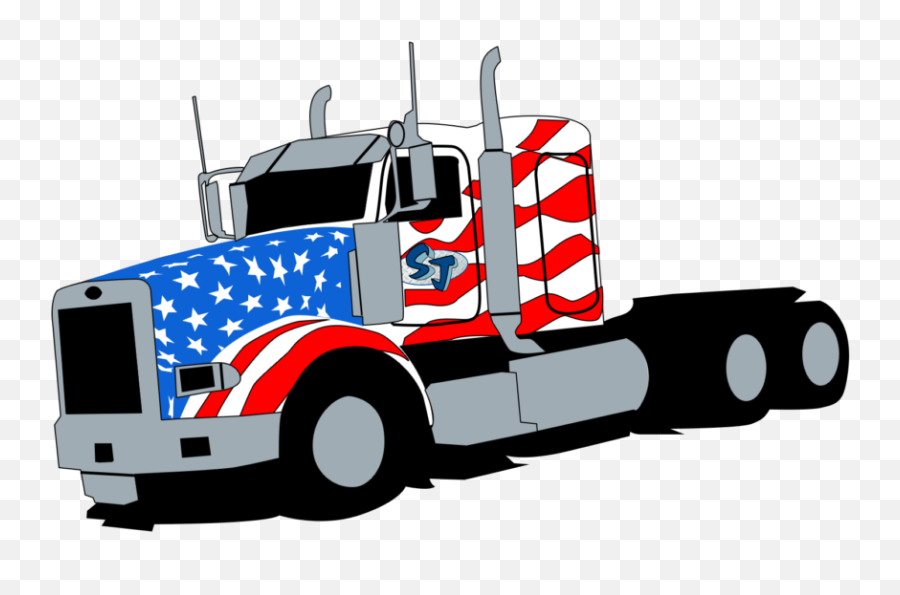 American Flag - American Flag Semi Truck Emoji,Big Rig Clipart
