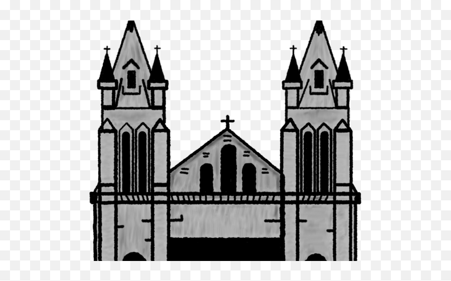 Cathedral Clipart Black And White - Cathedral Clipart Cathedral Clipart Png Emoji,Cross Clipart Black And White