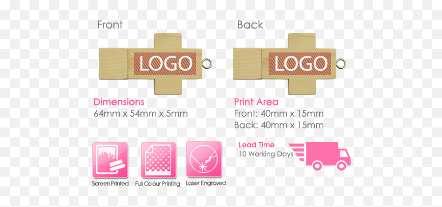 Wooden Cross Personalised Usb Memory Stick Usb Makers - Pen Drive Print Area Emoji,Wooden Cross Png