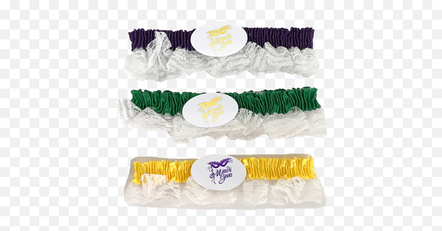 Assorted Purple Green And Gold Garters With White Lace Pack Of 3 Emoji,White Lace Png
