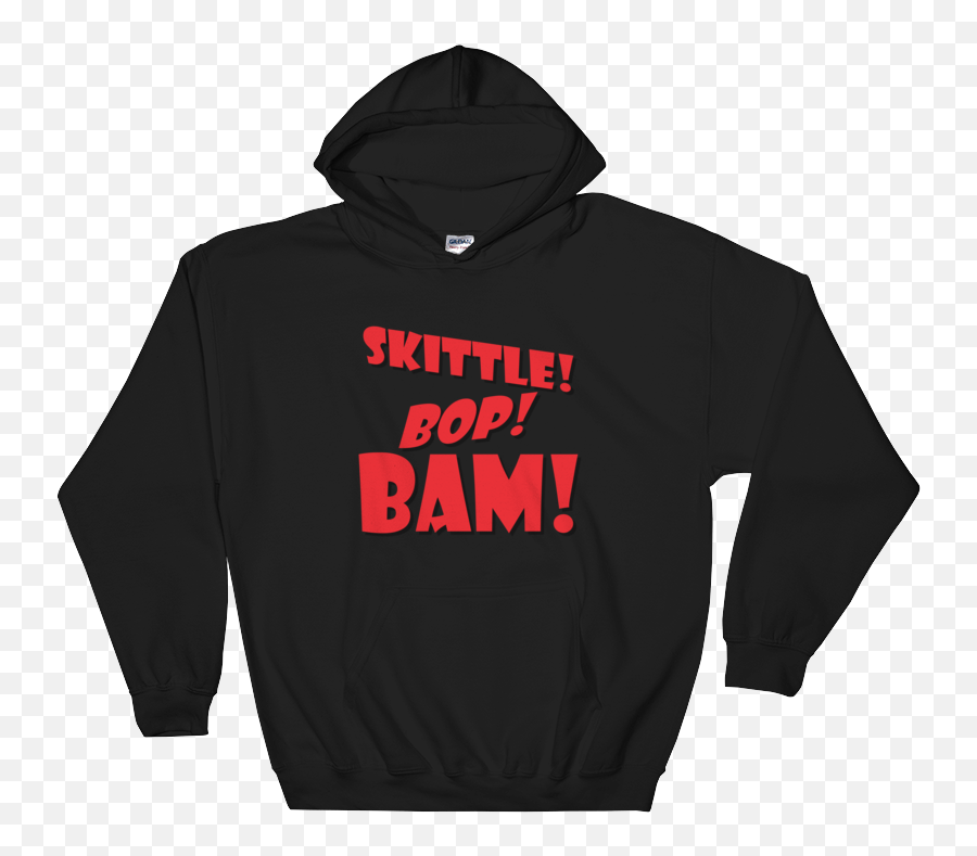 Skittle Bop Bam Red Logo Gildan Hoodie Do Work Collection - Hooded Emoji,Supergirl Logo