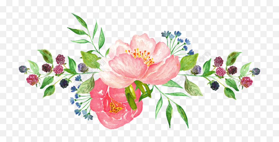 Transparent Flowers Png Watercolor - Transparent Png Download Flowers Watercolor Png Emoji,Flowers Transparent