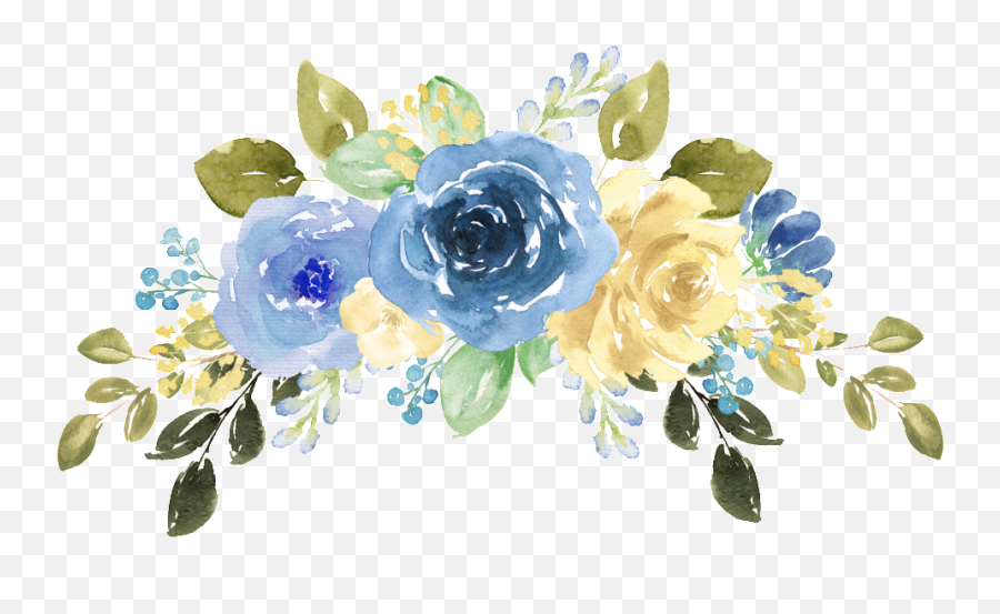 Blue Watercolor Flower Png - Blue Watercolor Flowers Transparent Background Emoji,Flowers Png