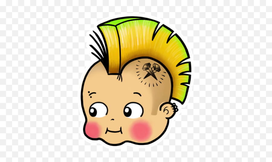 Punky Baby Kewpie Sticker By Rebeca Poison - White Emoji,Crazy Hair Day Clipart