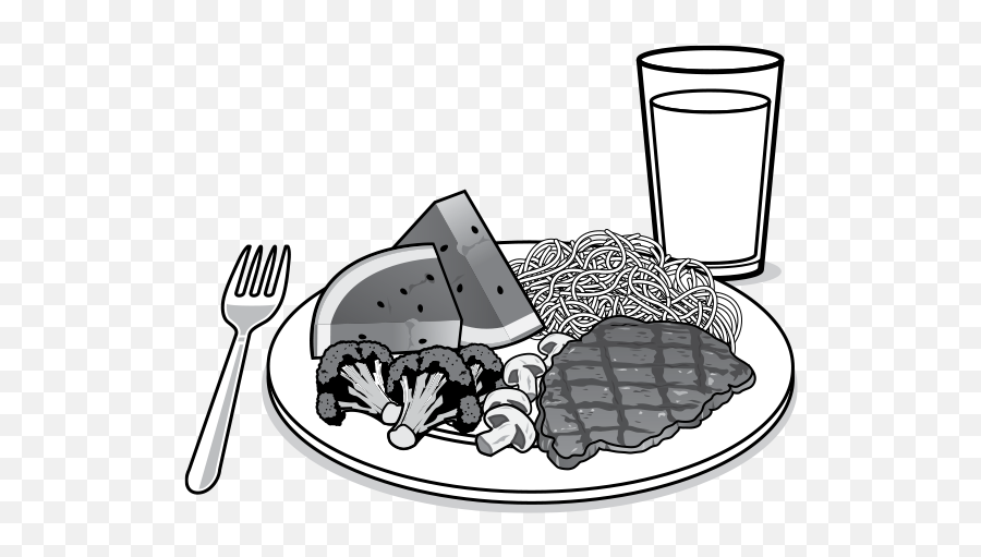 Healthy Eating - Dinner Plate Of Food Clipart Black And White Emoji,Food Clipart Black And White