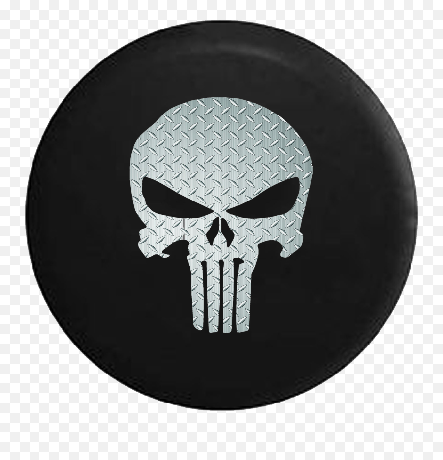 Brushed Steel Diamond Plate American Patriot Punisher Skull Rv Camper Spare Tire Cover - Blackcustom Sizecolorinkv288 Punisher Logo Emoji,Punisher Skull Png