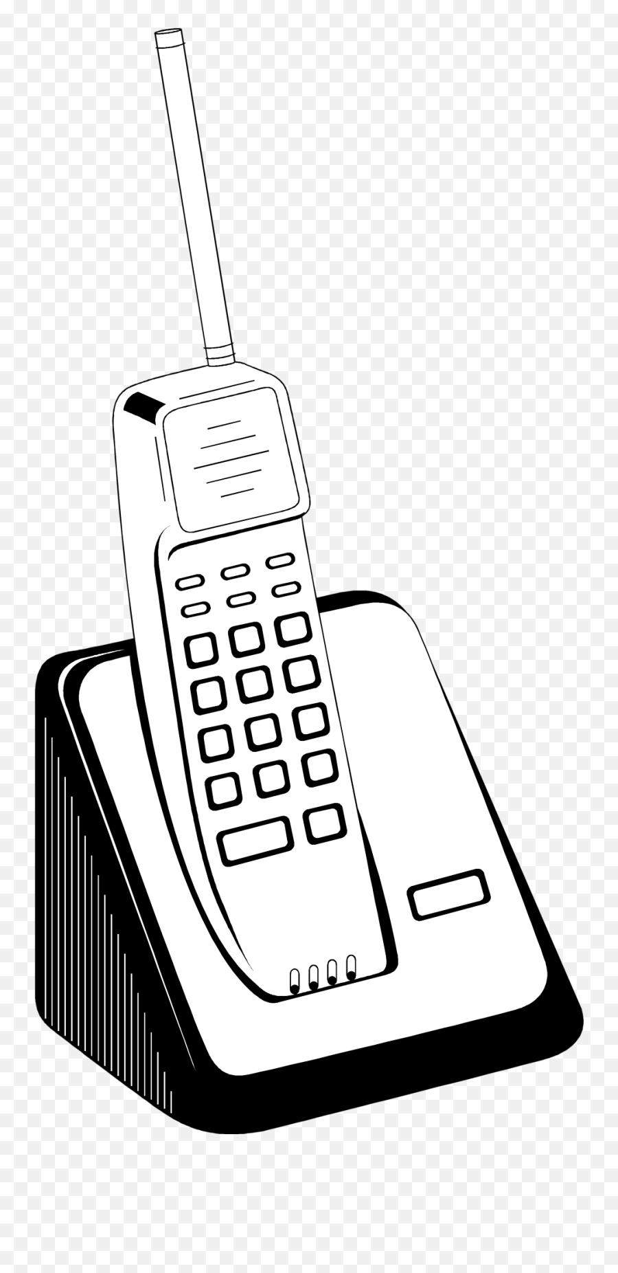 Telephone Clip Art Black And White - Cordless Telephone Clipart Black And White Emoji,Phone Clipart