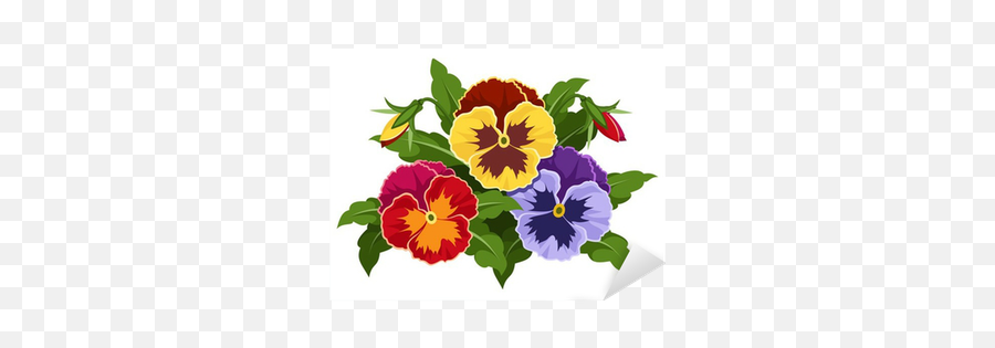 Colorful Pansy Flowers Vector Illustration Sticker Emoji,Pansy Clipart