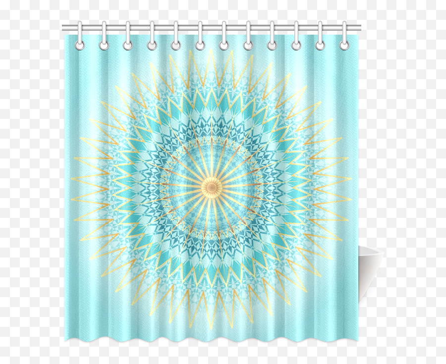 Turquoise Blue Gold Boho Mandala Colorful Shower Curtain 69 Emoji,Transparent Shower Curtain With Design