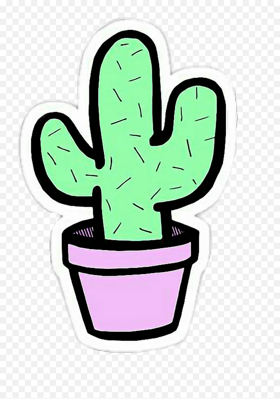 Tumblr Sticker - Drawings Of A Cactus Clipart Full Size Easy Cactus Emoji,Cactus Clipart