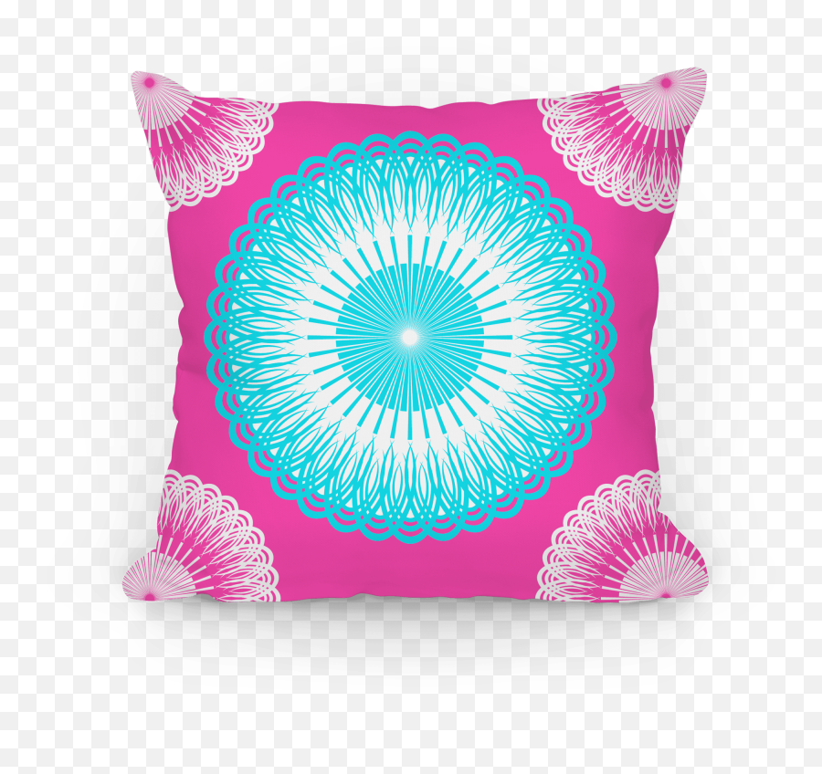 Sky Blue And Pink Flower Mandala Pillows Lookhuman - Portable Network Graphics Emoji,Mandala Png