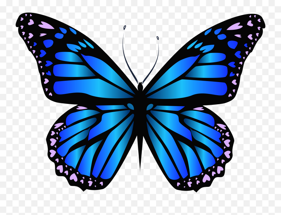 Monarch Butterfly Clipart Transparent - Butterfly Drawing Blue Butterfly Clipart Emoji,Butterfly Clipart