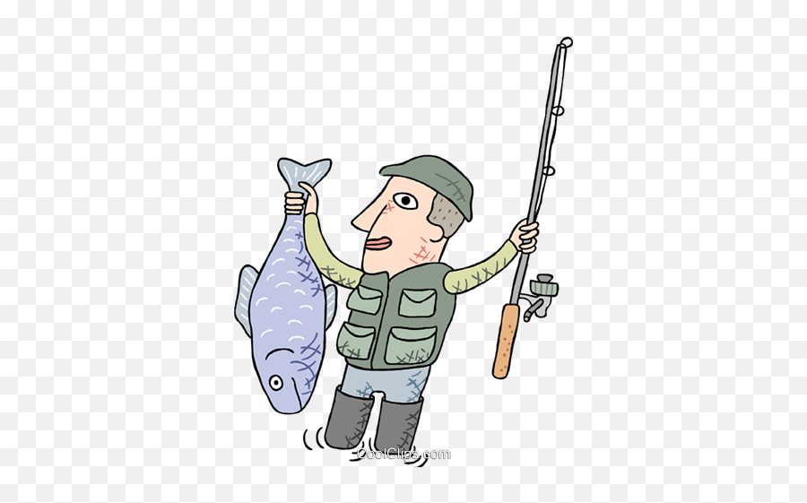 Fisherman With Large Fish Royalty Free Vector Clip - Pull Fish Out Of Water Emoji,Fisherman Clipart