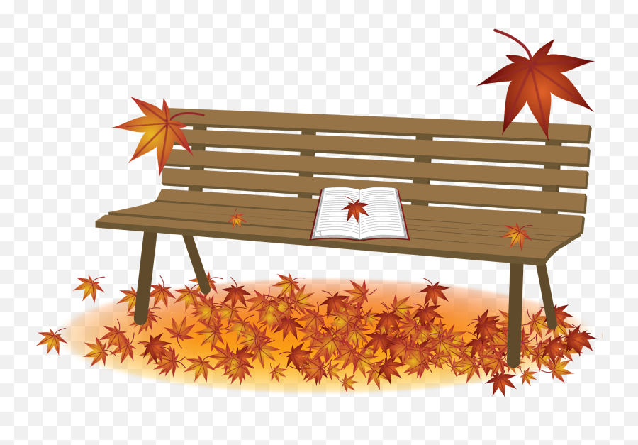 Autumn Leaves On And Under Park Bench - Outdoor Bench Emoji,Bench Clipart