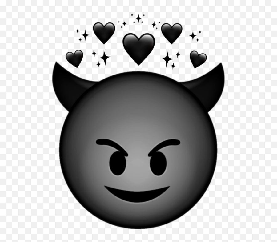 Devil Black Heart Iphone Emoji Sticker By Maria - Black Heart Iphone Emojis,Devil Emoji Png