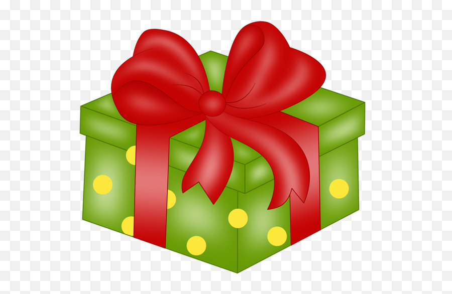 Green Present With Dots And Red Ribbon In 2020 Red Ribbon - Bow Emoji,Christmas Presents Clipart
