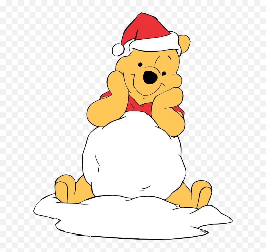 Clip Art Of Winnie The Pooh Wearing A Santa Hat Posing With - Winnie The Pooh Christmas Clipart Emoji,Santa Hat Clipart