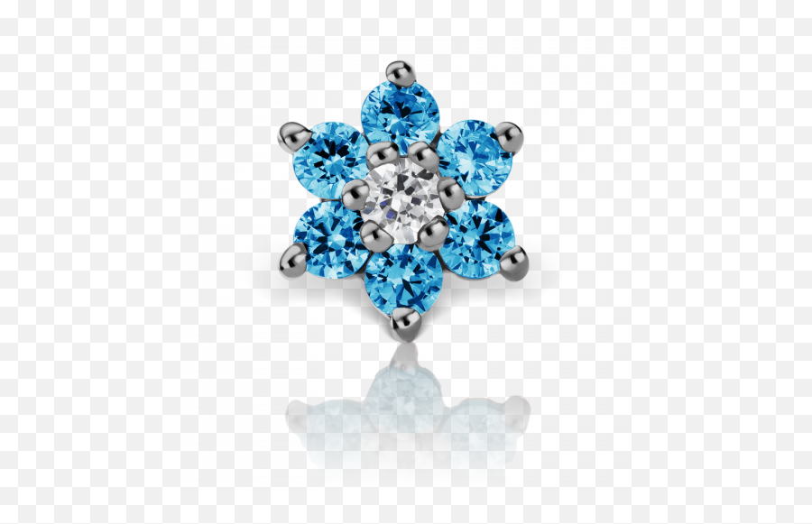 7mm Blue Diamond Flower Threaded Stud Maria Tash Emoji,Blue Diamond Png