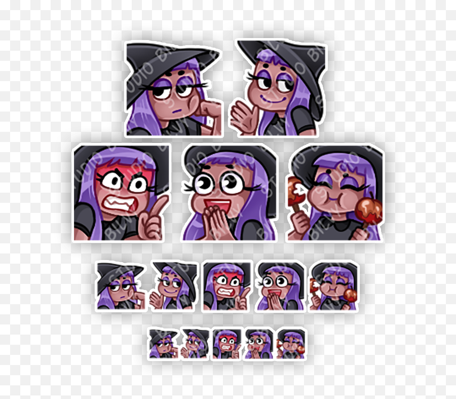 Premade Emotes Purple Haired Witch Emoji,Transparent Emotes