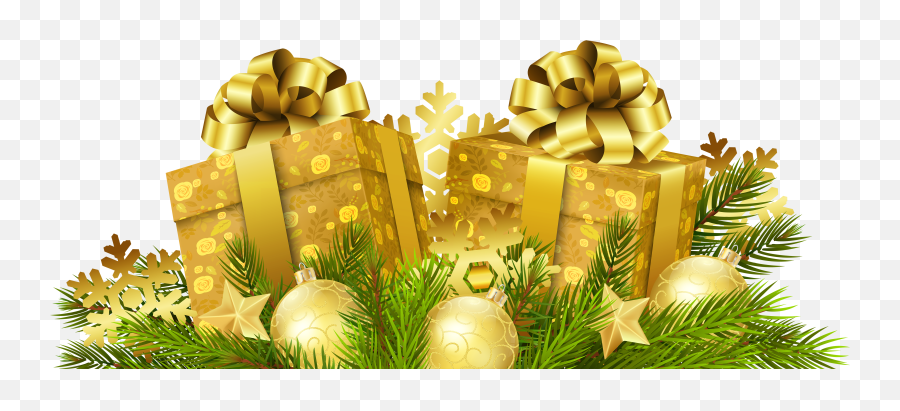 Christmas Gifts Decoration Transparent - Transparent Background Gold Gift Box Emoji,Christmas Present Clipart