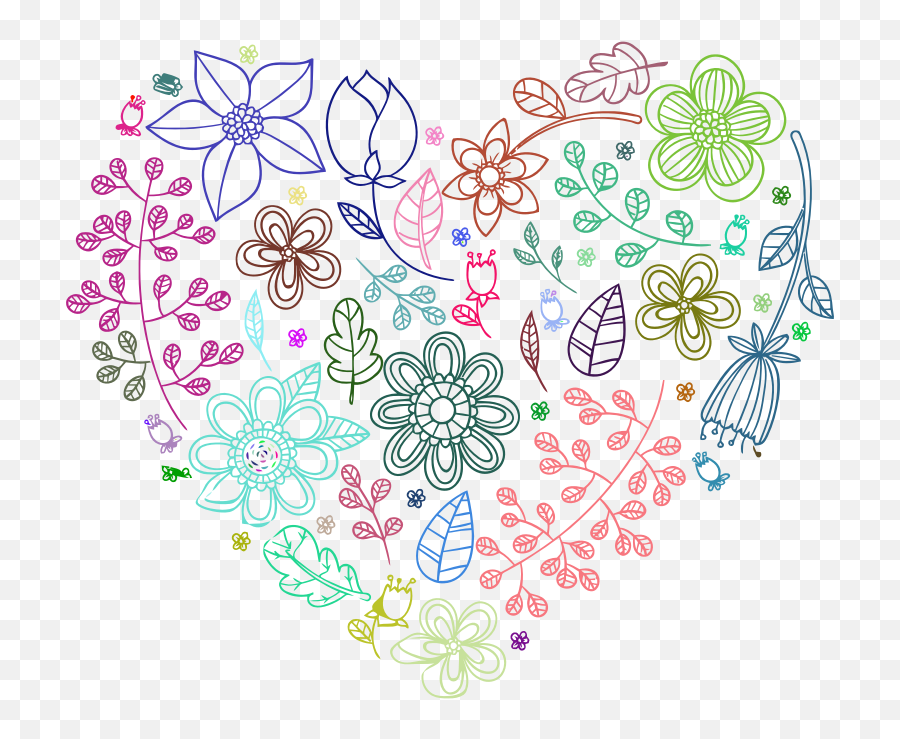 Prismatic Neon Floral Heart No Background - Openclipart Emoji,Neon Heart Png