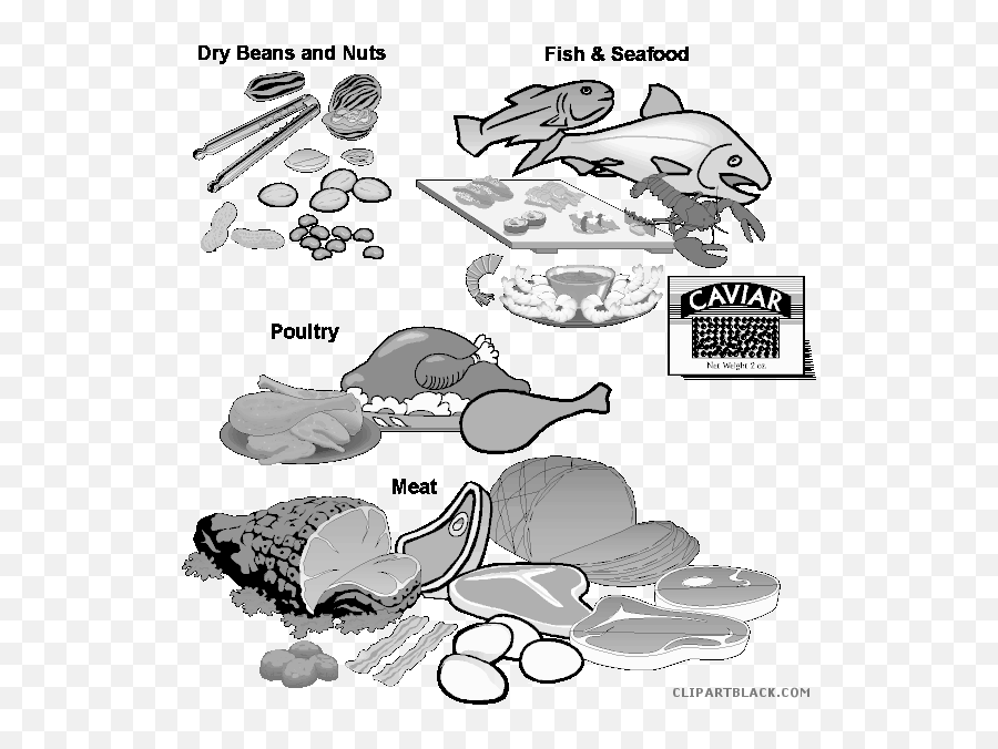 Food Pyramid Meats Group - Dish Emoji,Food Clipart Black And White