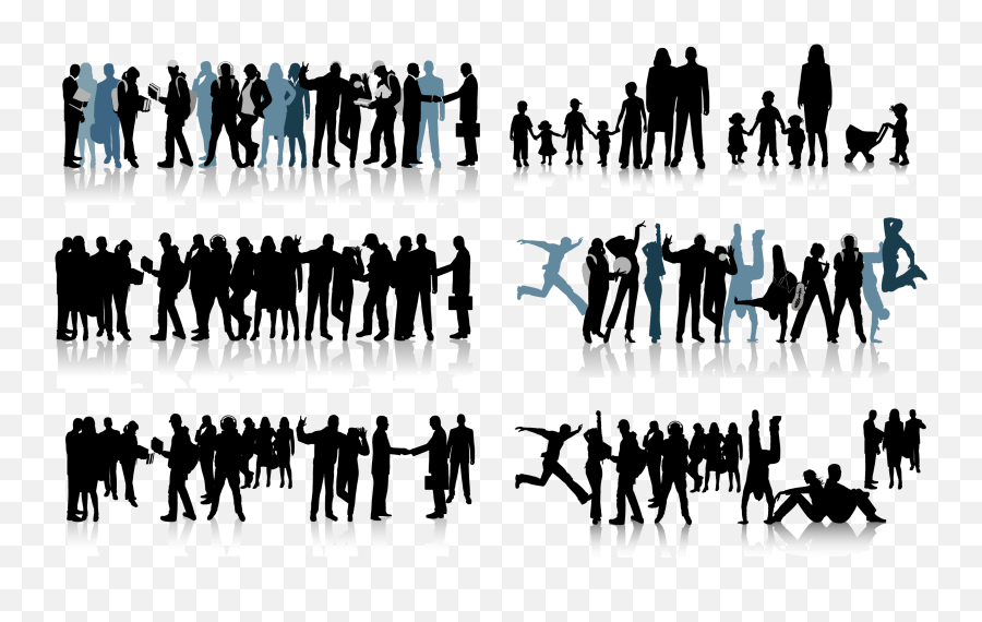 Group Of People Png - All Kinds Of People Black And White Silhouette Clipart People Icon Emoji,Group Of People Png