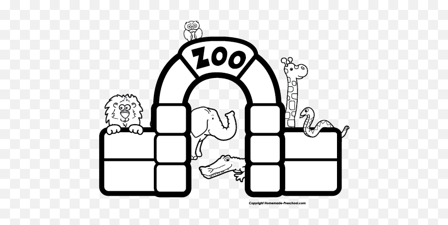 Free Zoo Clipart - Simple Zoo Clipart Black And White Emoji,Zoo Clipart
