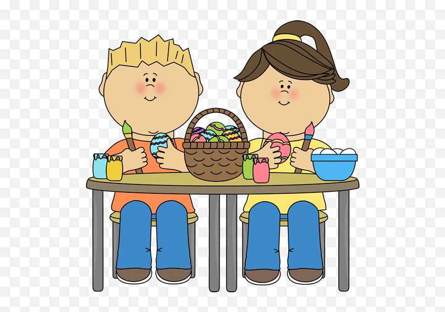 Kids Painting Easter Eggs Clip Art Emoji,Painting Clipart